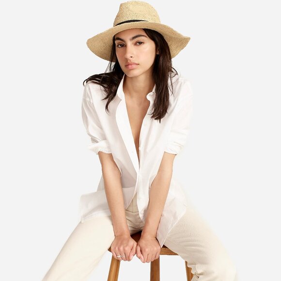 J. Crew Wide-brim packable straw hat - Picture 2 of 4